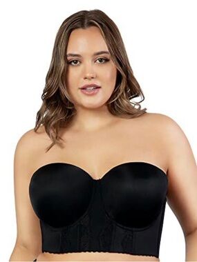 Parfait 38G Elissa Plus Size Strapless Longline Bra in Black P50116